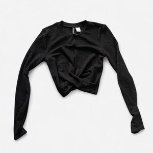 H&M Black Long Sleeve Twist Front Top